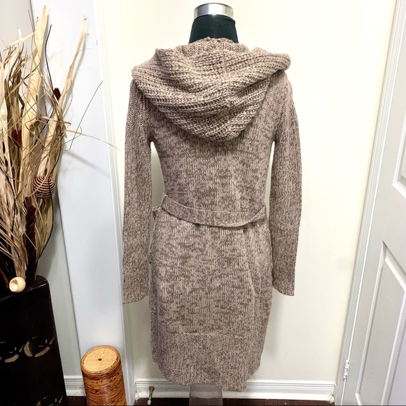 Moda International Minimalist Warm 30% Wool Hooded Cardigan Duster With … - Picture 3 of 10